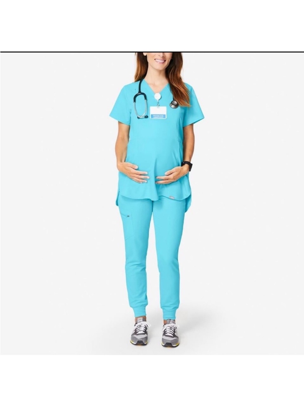 Figs Maternity Scrubs Set in Teal Green - Size Medium Top and Joggers